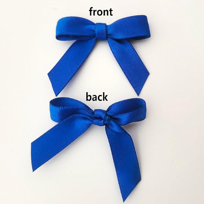50pcs 1-1/2" Blue Satin Ribbon Bows Without Twist Ties - Image 4