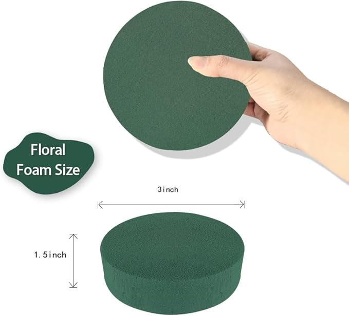 6 Pcs Round Floral Foam Blocks Each Green Wet & Dry Flower Foam - Image 2