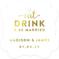 Andaz Press Personalized Fancy Frame Square Wedding Gift Tags, Metallic Gold Ink by AndazPress