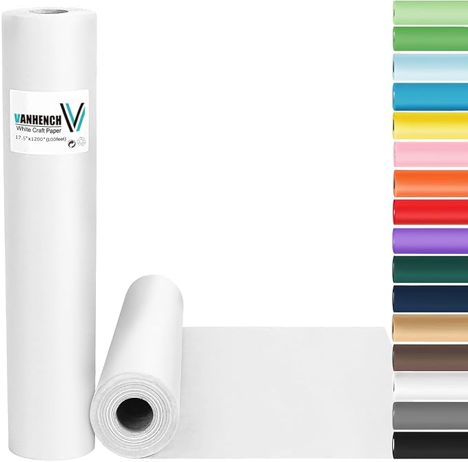 Vanhench White Wrapping Paper 17.5"x1200", Chart Poster Bulletin Board by Vanhench