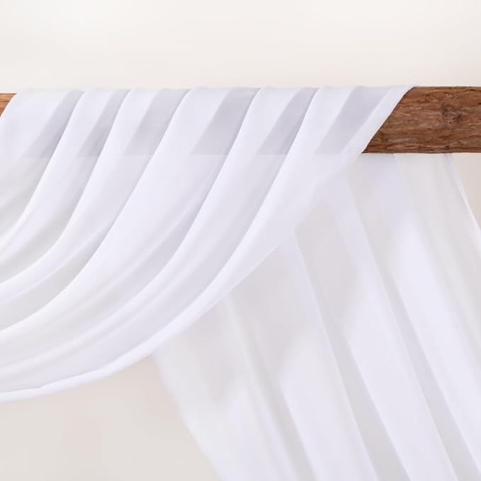 White Wedding Arch Draping Fabric 1 Panel 30'' x 18FT Sheer Chiffon Arch Drapery - Image 3