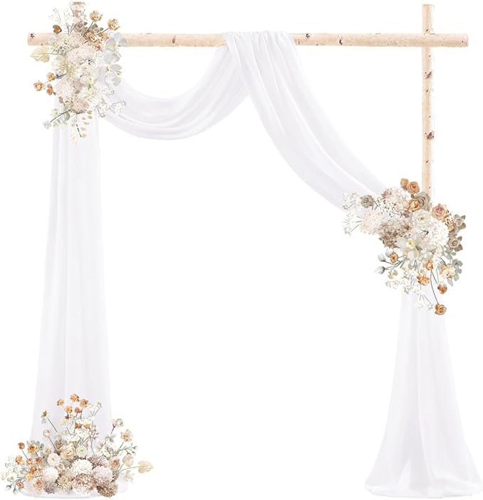 White Wedding Arch Draping Fabric 4 Panels 29" x 20 FT White Drapes - Image 2