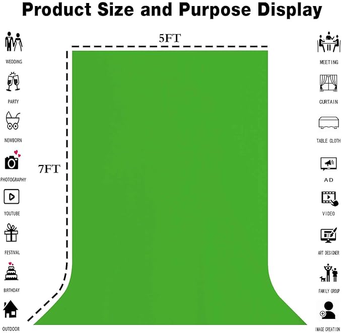 Green Portable Backdrops 5x7ft Solid Color Photo Backdrops Photoshoot, - Image 3