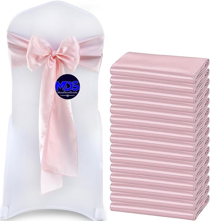 MDS Pack of 75 PCS Satin Chair Sashes Charmeuse Sateen Dining Chair Bows Ribbon by MDS