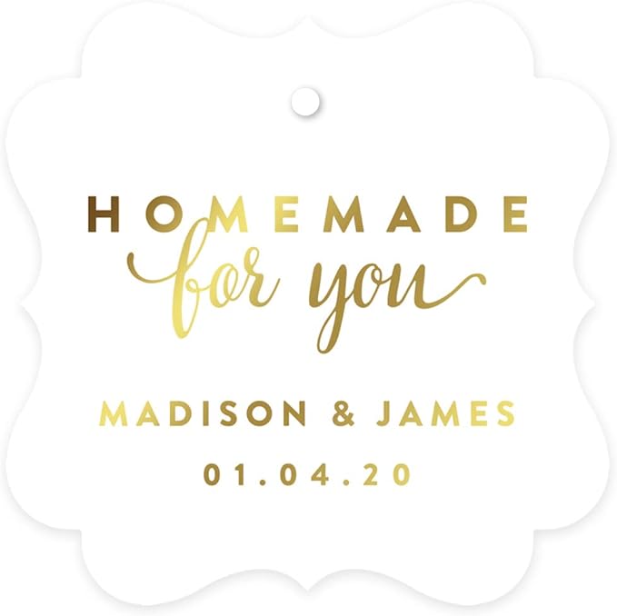 Andaz Press Personalized Fancy Frame Square Wedding Gift Tags, Metallic Gold Ink by AndazPress
