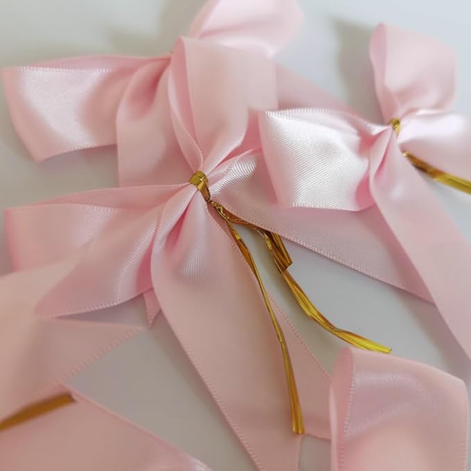 50pcs 3.5" Double Face Satin Pink Bows - Image 7