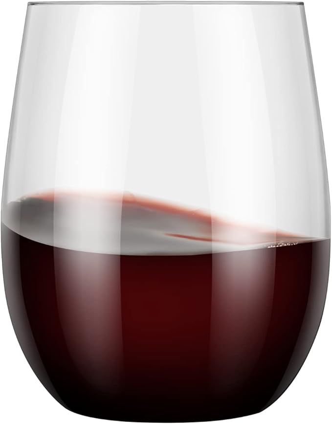 48 Stemless Plastic Wine Glasses - 12oz Clear Disposable Party Cups by Dannke