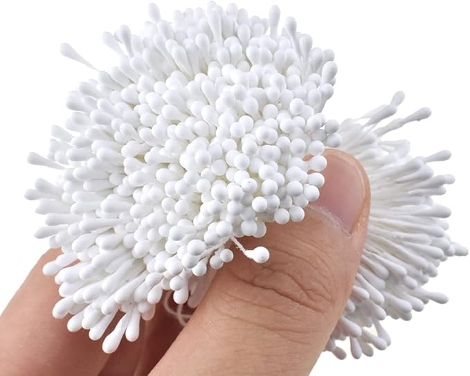 HAHIYO 700Pcs 2mm White Matte Double Heads Flower Stamen Pistil by HAHIYO