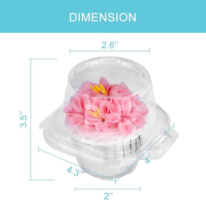 100 Pcs Cupcake Boxes Plastic Individual Cupcake Containers Single Cupcake - Image 2