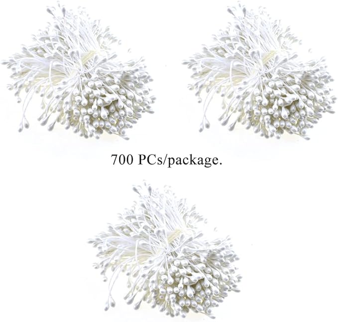 HAHIYO 700Pcs 3mm White Pearl Double Heads Flower Stamen Pistil Hand-Made - Image 6