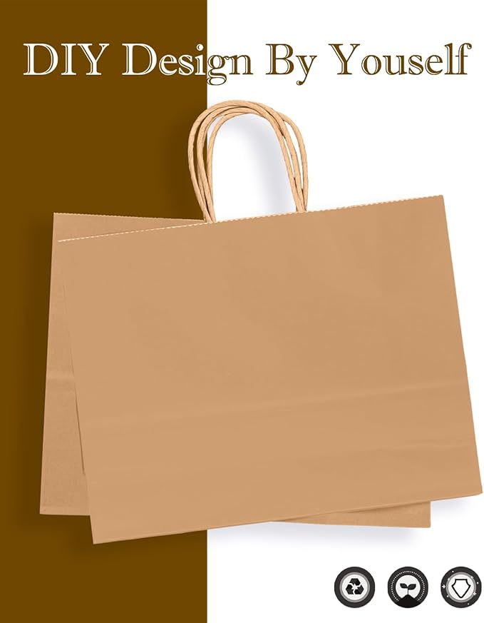 qiqee 30-Packs Brown Gift Bags - Image 4