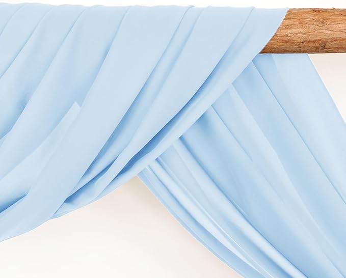 Wedding Arch Draping Fabric 2 Panels 30'' x 18FT Baby Blue Sheer Chiffon Arch - Image 3