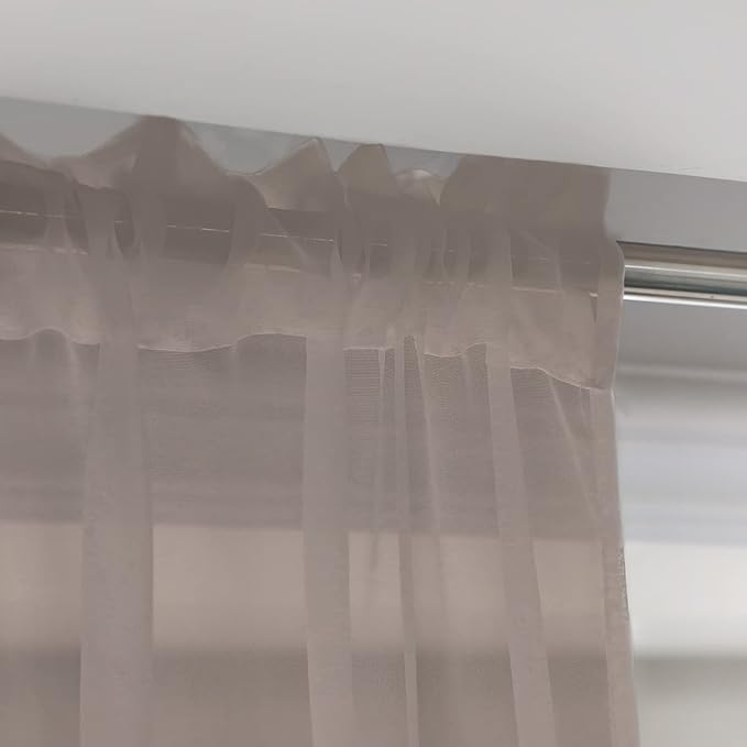 Window Light Grey Sheer Curtains 60 Inches Width 72 Inches Long 2 Panels Sheer - Image 3