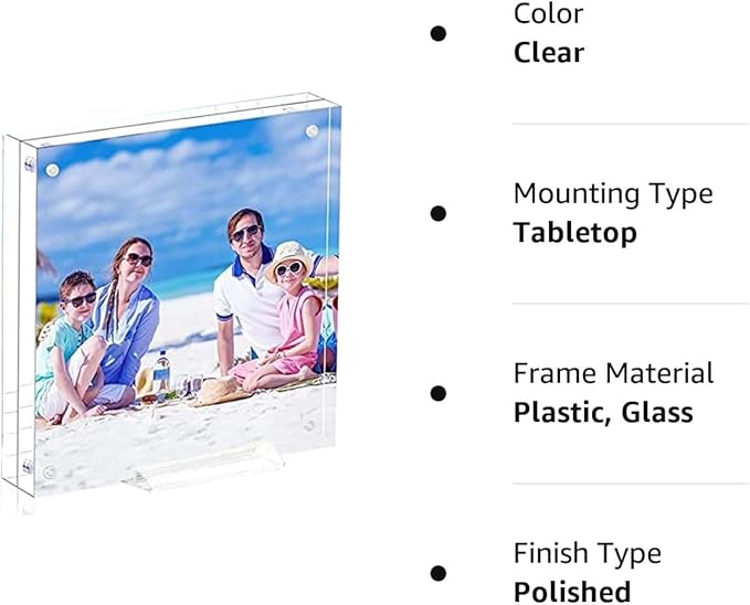 2 pack 8x8 Acrylic Picture Frame Clear Double Sided Magnetic Picture Frame - Image 6