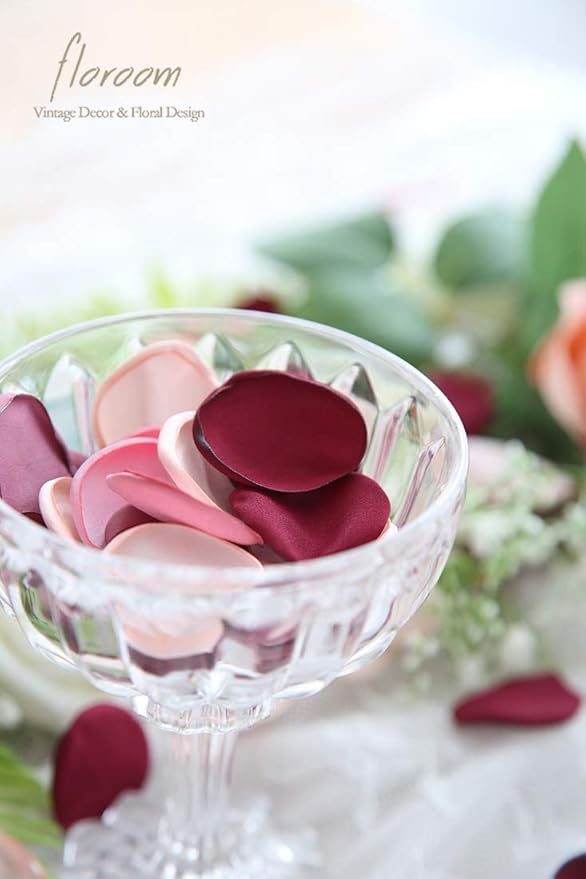 Floroom 300pcs Rose Petals Burgundy Maroon Faux Silk Flower Petals - Image 4