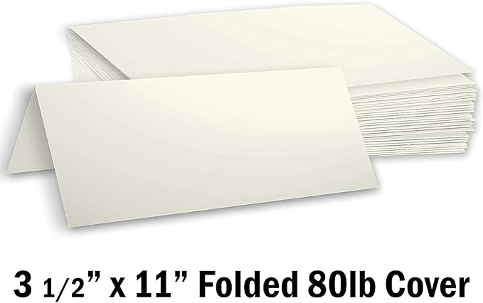 Hamilco Blank Tent Name Place Table Cards 3 1/2" x 11" Folded Card Stock - Image 2