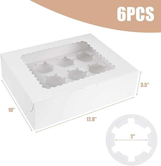 VGOODALL 6PCS White Cupcake Containers - Image 2