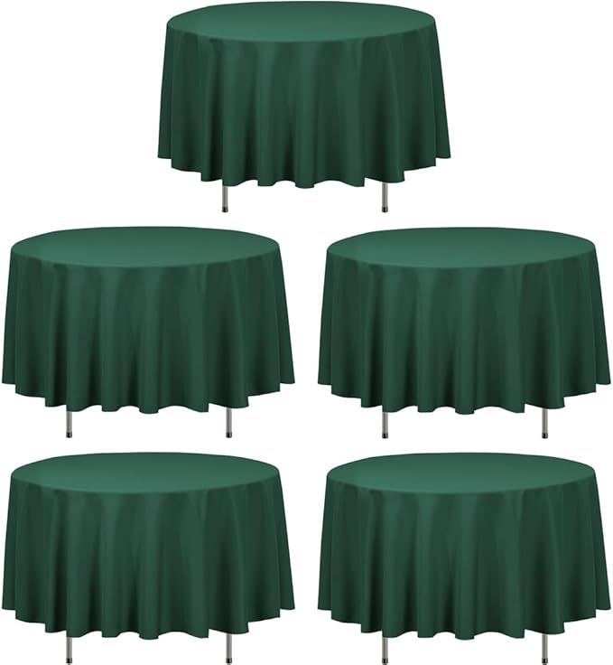 LTC LINENS 5 Pack 90 Inch Round Tablecloth Hunter Green by LTCLINENS