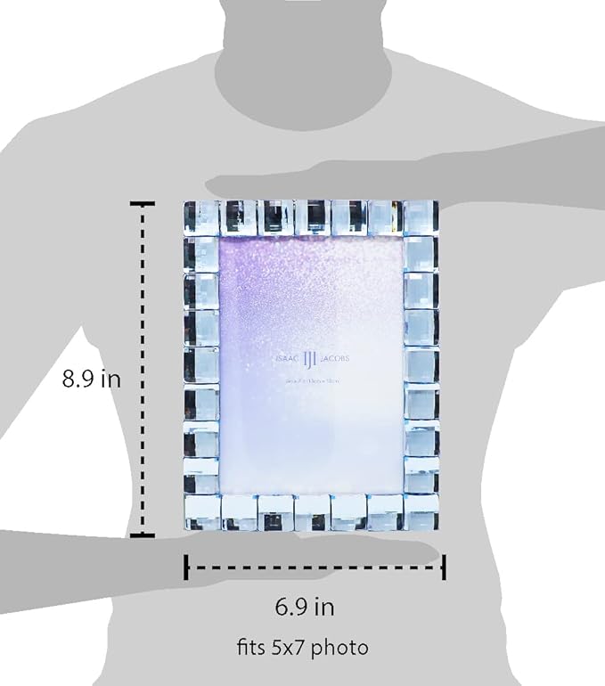Isaac Jacobs Decorative Sparkling Light Blue Jewel Picture Frame, Photo Display - Image 3