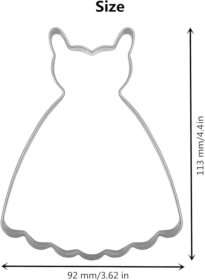 Large Size Dress Shaped Cookie Cutter, Stainless Steel Suspenders Princess - Image 3