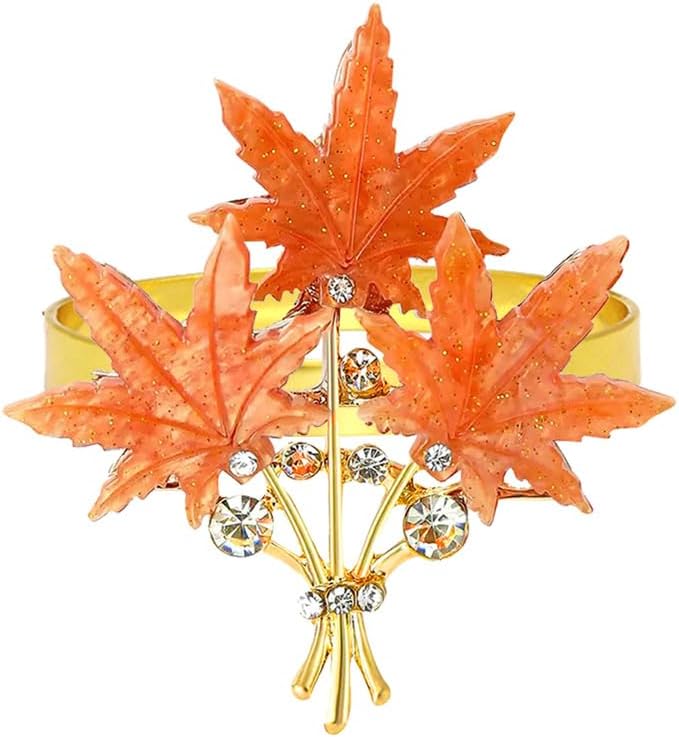 4 Pcs Maple Leaves Napkin Ring, Fall Metal Napkin Ring Holder Maple Leaves - Image 2