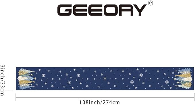 GEEORY Christmas Table Runner 13x108 Inch, Xmas Trees Snowflakes Holiday - Image 6
