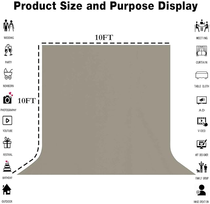 10x10FT Gray Screen Photo Background, Pure Grey Color, Professional Photography - Image 3