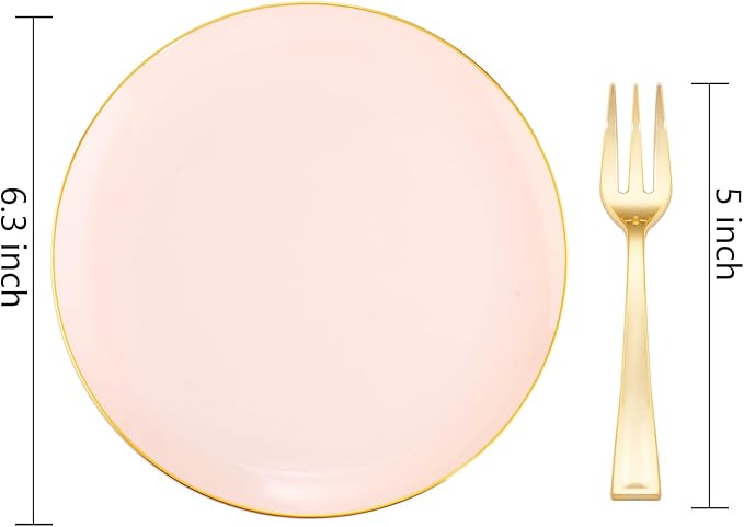 Festiva 200Pcs Pink Gold Cake Plates 6.3" - Image 2