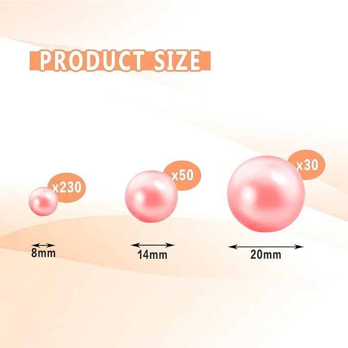 300Pcs Vase Filler Lightpink No Hole Faux Pearl Beads - Image 2