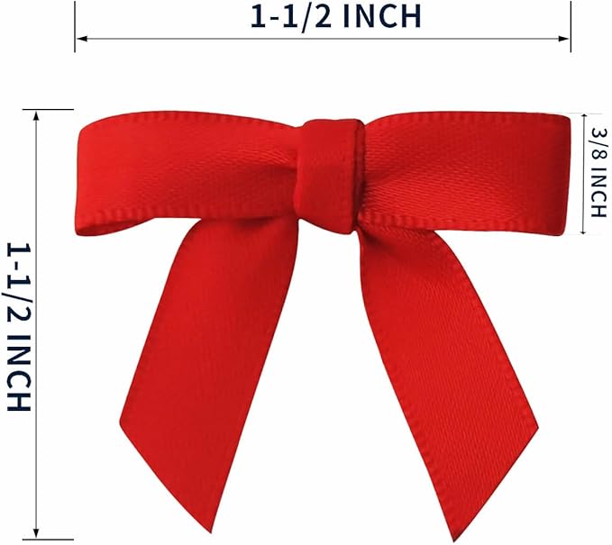 50pcs 1-1/2" Mini Red Satin Ribbon Bows - Image 3