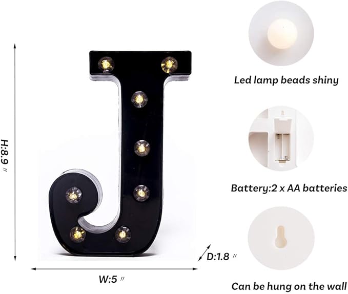 Foaky Black LED Marquee Number Lights Sign Light Up Marquee Number Lights Sign - Image 3