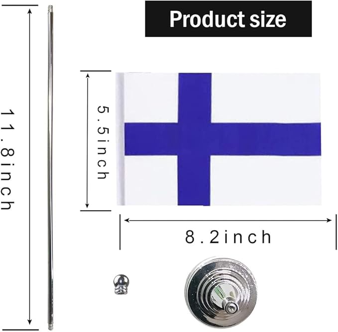 Finland Flag Finnish Flags, Small Mini Finnish Desk Flag, Used - Image 2