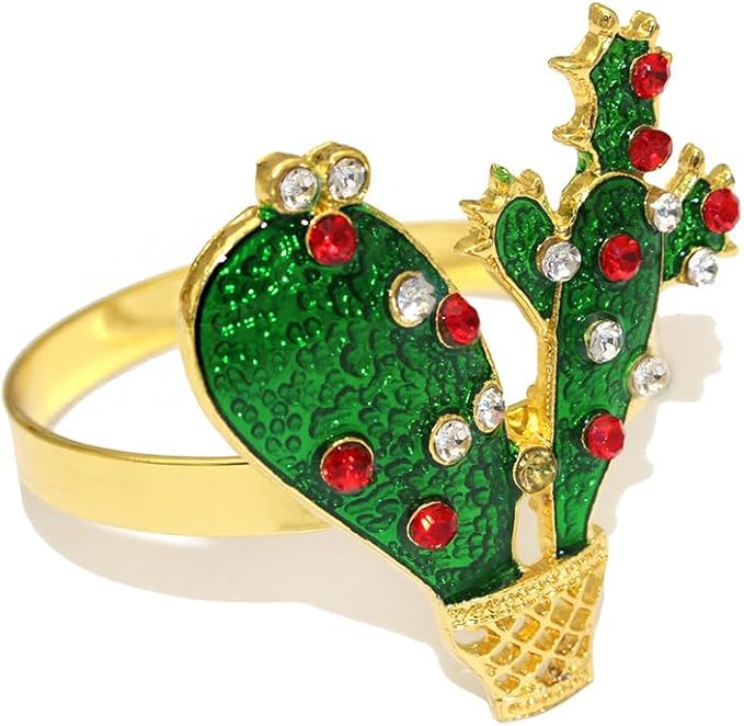 Cactus Napkin Rings Set of 6, Summer Wedding Party Napkin Holder Buckles - Image 6