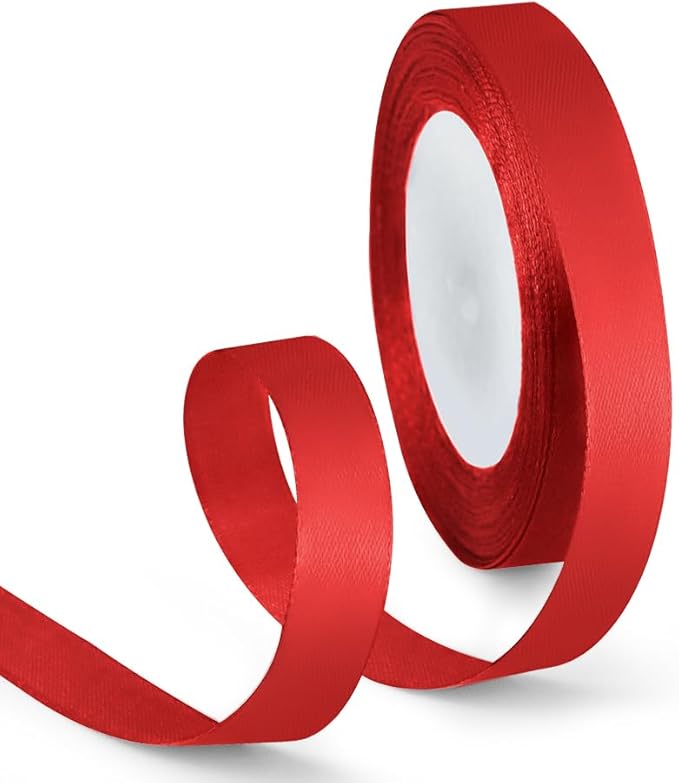 5/8 Inch 25 Yards Satin Ribbon Red, Solid Color Fabric Ribbon - Image 8
