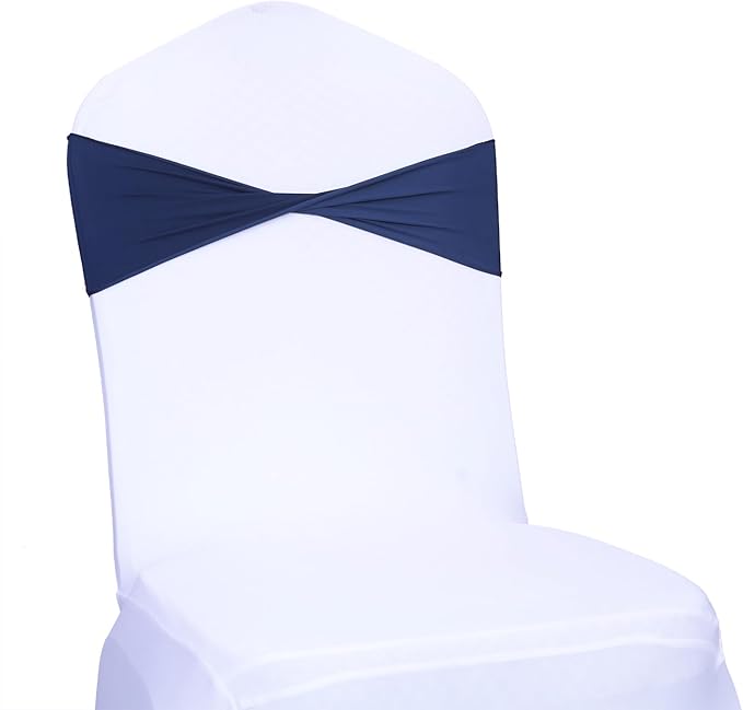 MDS Pack of 125 Spandex Chair Sashes Bows Elastic Stretch Dining Chair Bands - Image 3