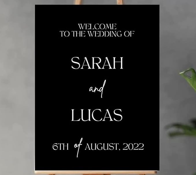 Black Plastic Wedding Welcome Sign, Wedding Signs, Welcome Wedding Sign by Custom