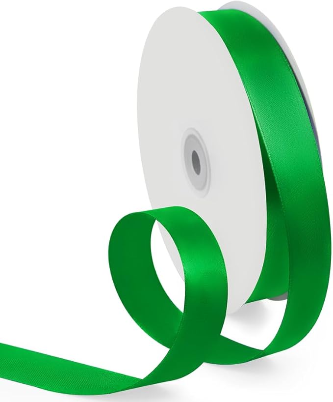 1 Inch 100 Yards Satin Ribbon Green, Solid Color Fabric Ribbon by HimBen