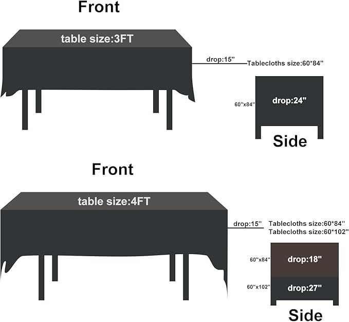 Rectangle Tablecloth 60x120 inch Washable Polyester Fabric Table Cloth - Image 3