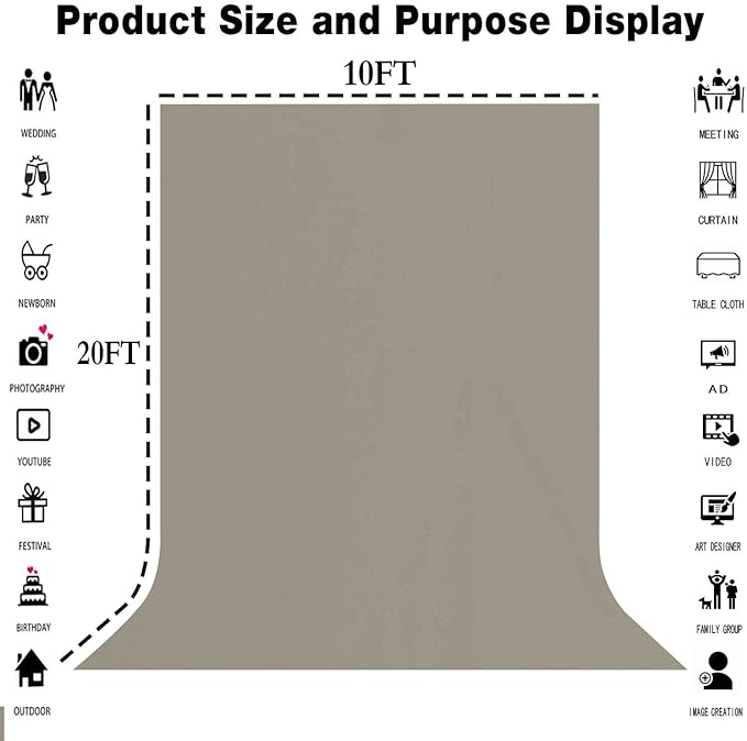 10x20FT Large Gray Screen Backdrop Photo Background, Pure Grey Color, - Image 3