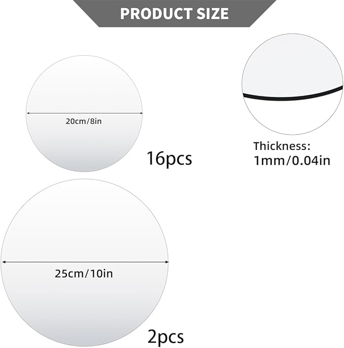 18 Pack Round Mirror Trays, Non Glass Acrylic Round Mirror Centerpieces - Image 2