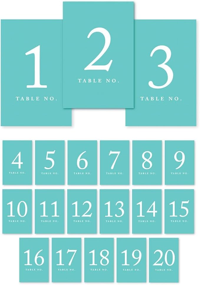 Andaz Press Table Numbers 1-20 on Perforated Paper, Diamond Blue, 4x6-inch by AndazPress