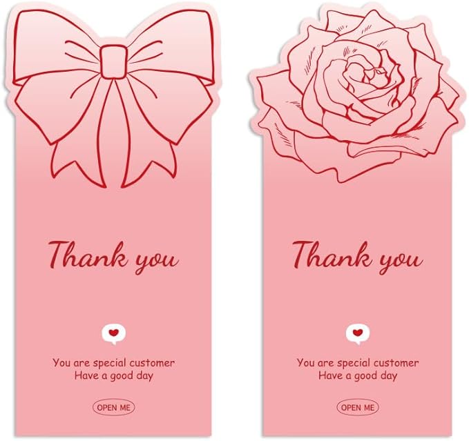 150Pcs Cute Pink Large Thank You Stickers, Bow Shaped Rose Gift Wrapping - Image 6