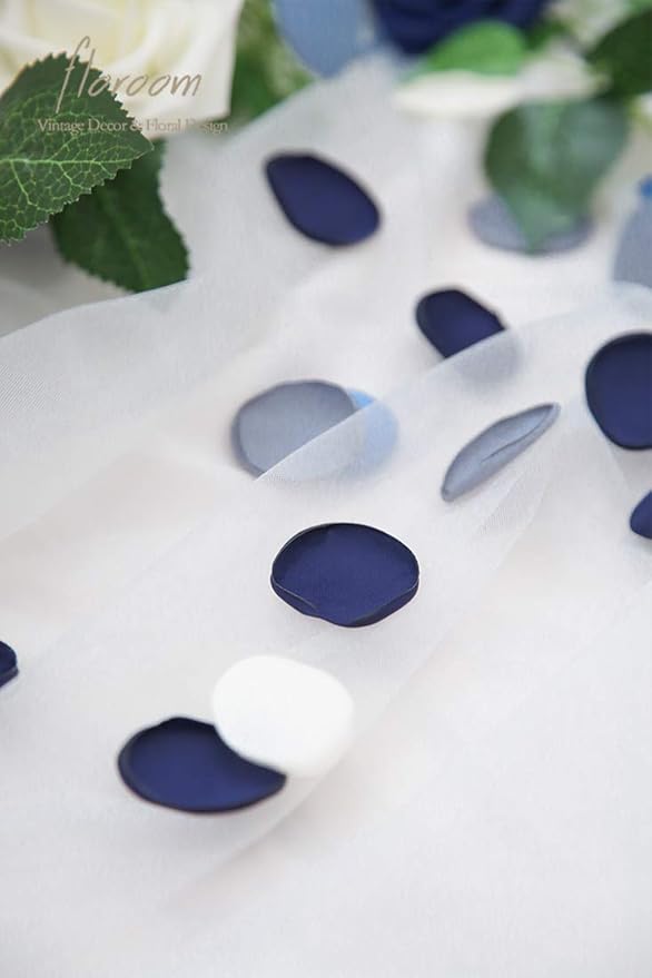Floroom 300pcs Rose Petals Dusty Blue Navy Faux Silk Flower Petals - Image 6