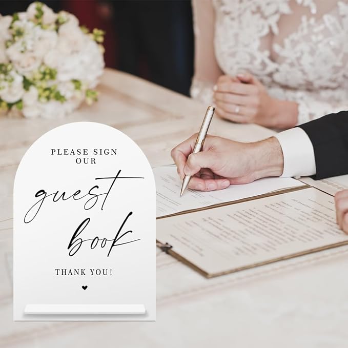 White Acrylic Guest Book Sign, Please Sign Our Guestbook Sign - Image 6