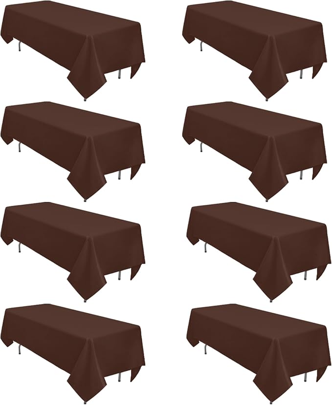 8 Pack Brown Table Cloth 60 x 126 Inch Rectangular Tablecloths by Heneger