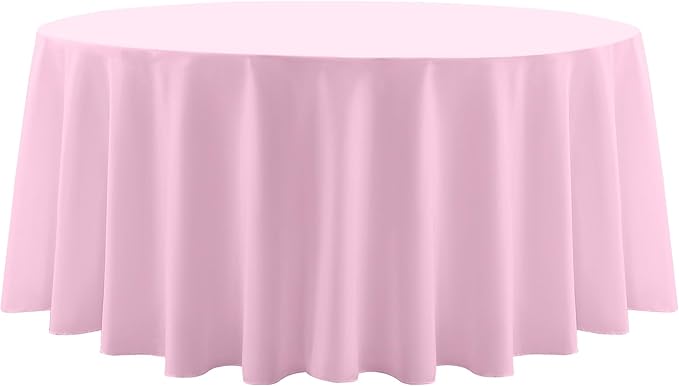 Round Tablecloth 2 Pack 108 Inch Pink Tablecloths Washable Decorative Linen by AOCOZHomeLifeMuseum