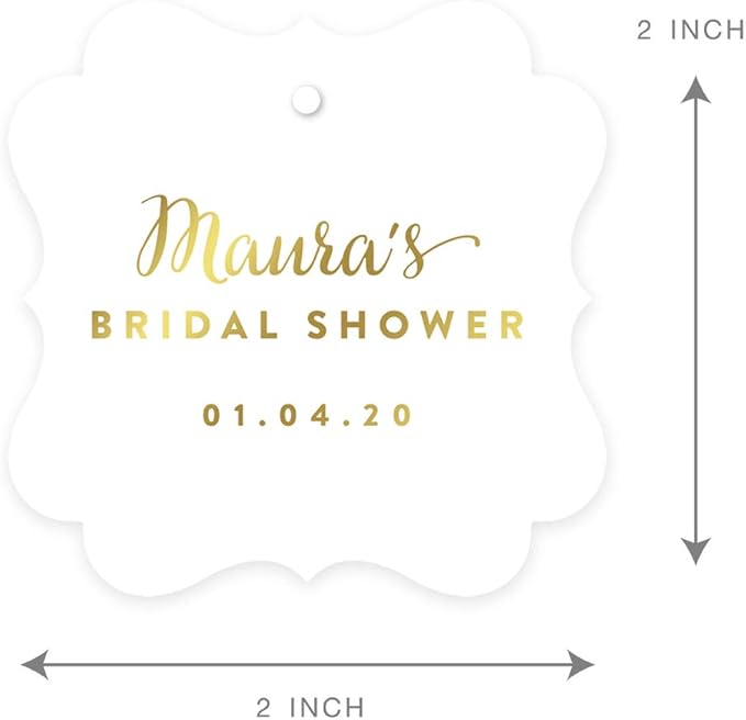 Andaz Press Personalized Fancy Frame Square Wedding Gift Tags, Metallic Gold Ink - Image 6