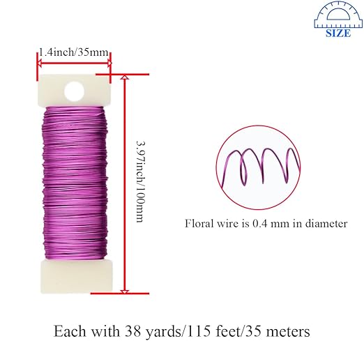 HAHIYO 26Gauge Rose Red Metal Floral Wire - Image 2