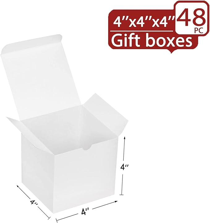 Xxcxpark 48 PCS White Gift Boxes 4x4x4 inches, Decorative Party Favor Gift - Image 2