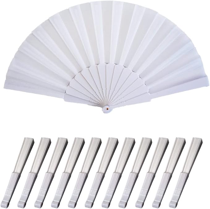 HUNANBANG 1 Dozen 12 Pieces Folding Hand Fans Church Wedding Gift, Party Favors by HUNANBANG